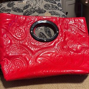 Kate Spade patent leather Calabasas Kei paisley tote